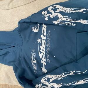 Helstar Blue Hoodie with White Graphics